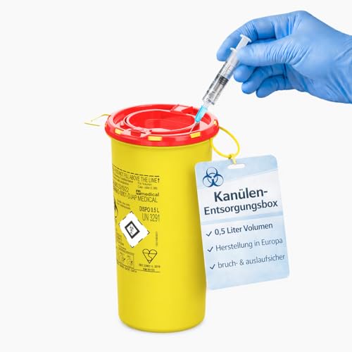 BUXMED 3 Stück Kanülenabwurfbehälter 0 5 ltr. für Spritzen Nadeln & Skalpelle Sharps Container Abwurfbehälter Biohazard Butterfly Kanüle Spritzenabwurfbehälter Nadelentsorgungsbehälter