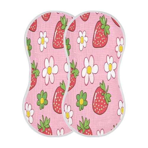 JUZIHAI 1Pack Strawberry Baby Burp Cloths Soft Cotton Burp Rags,Super Absorbent Burp Cloth Bag for Newborn Baby Boys/Girls2