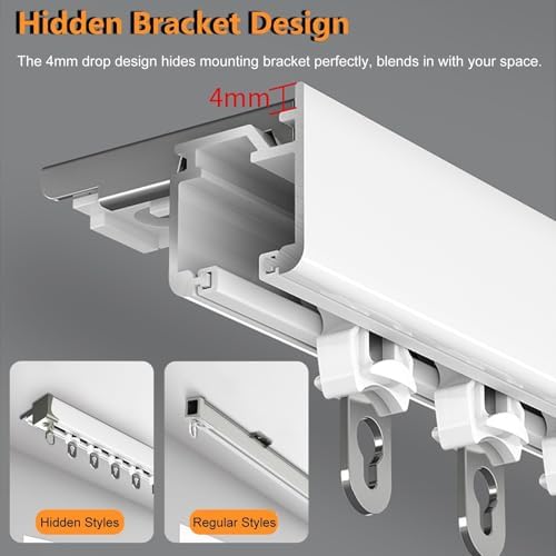 Heavy-Duty Ceiling Wall-Mounted Curtain Track, 5ft Aluminium Rail for Bay Window, Balcony & Outdoor - Versatile Curtain Hanging Solution, Available in 4 to 45 Ft Lengths