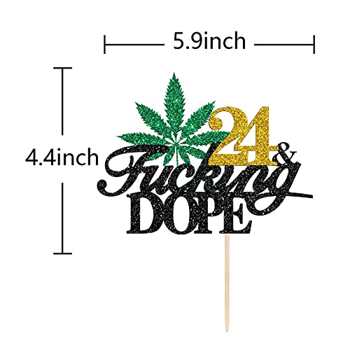 24 & Fucking Dope Birthday Cake Topper, 420 birthday, Golden Glitter Marijuana Cake Decor, Adult Cannabis/Anniversary Party Supplies for Men or Women 2 24 & Fucking Dope Birthday Cake Topper, 420 birthday, Golden Glitter Marijuana Cake Decor, Adult Cannabis/Anniversary Party Supplies for Men or Women - Image 3