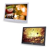 【ABS de primera calidad】 El marco de fotos digital está hecho de ABS de primera calidad con acabado mate y rociado fino, es duradero, resistente a la deformación, de color rápido y lujoso, con un soporte para sostener el marco de fotos y un controlador para control remoto