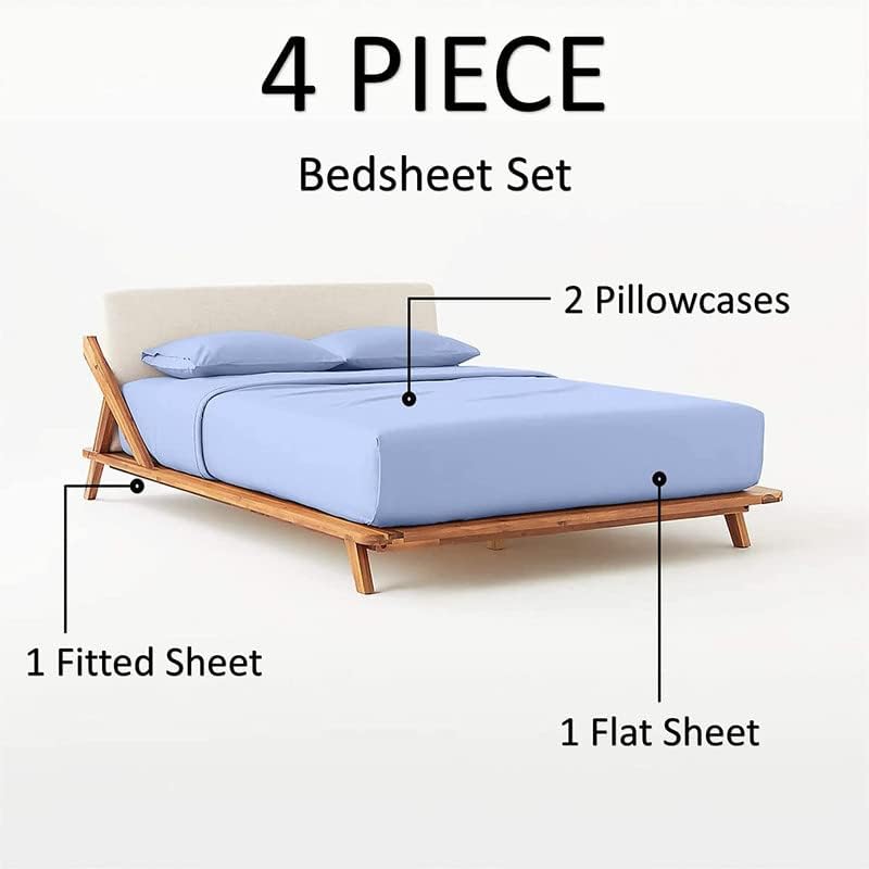 Miniatura 3 de Juego de sábanas de 5 piezas de algodón dividido tamaño King 2 piezas 39 x 80 pulgadas, 100% algodón egipcio, 800 hilos, bolsillo profundo de 18