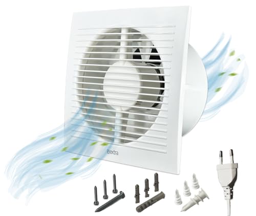 H&C VENT Ventilador de baño estándar de 150 mm de diámetro, IPX4, 20 W, 200 m³/h, 40 dB, para baño, cocina, garaje, invernadero, tienda de crecimiento, inodoro, ventilador, ventilador de pared,