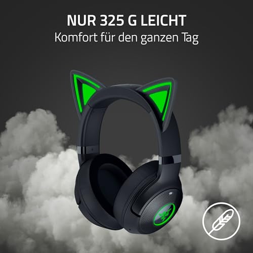 Razer Kraken Kitty V2 BT - Kabelloses Bluetooth RGB Headset mit Kitty Ears für Gaming und Streaming (325g, Triforce 40mm Treiber, Bluetooth 5.2, Noise-Cancelling-Mic, 40 Stunden Akku) Schwarz