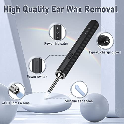 Ear Wax Removal - Earwax Remover Tool With 8 Pcs Ear Set - Ear Camera With 6 Ear Spoon - Ear Cleaner With Camera - Earwax Removal Kit With Light - Ear Cleaner For Ios & Android #TOP4