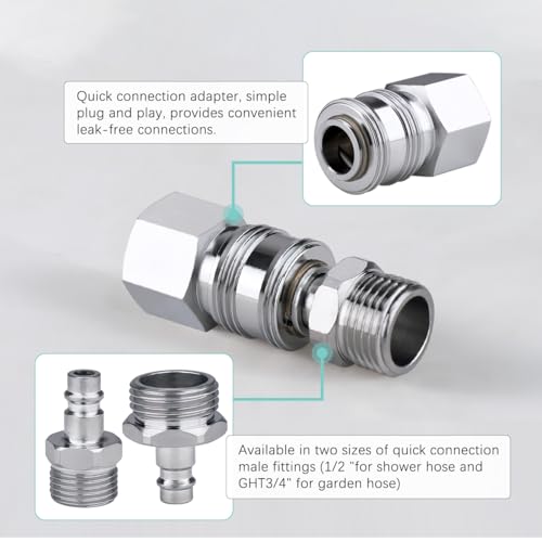 Image of RV Shower Head with Hose,RV Quick Connect Shower head,High Pressure Handheld Shower Head with On /Off,for RV Indoor /Outdoor Shower Faucet Connect Shower and Garden Hose (on /off switch, Chrome)