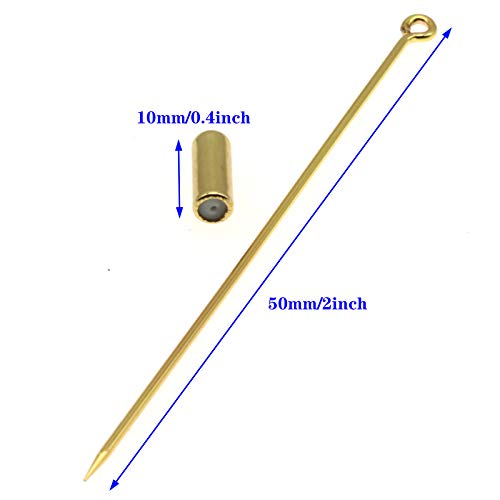 FDXGYH 2 inch/5cm Brooch Stick Pin 20pcs Pointed Plug Brooch Jewelry DIY Accessories Handmade Crafts Used for Lapel Scarf/Hat/Suit[ Gold]