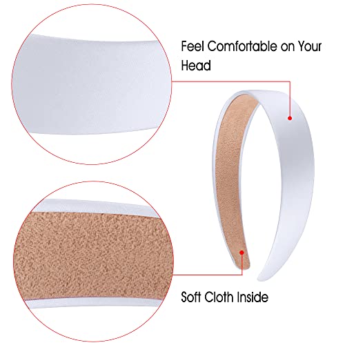 SIQUK 16 Pieces Satin Headbands White Headband 1 Inch Satin Hard Headbands DIY Hair Headband for Women - Thumbnail 3