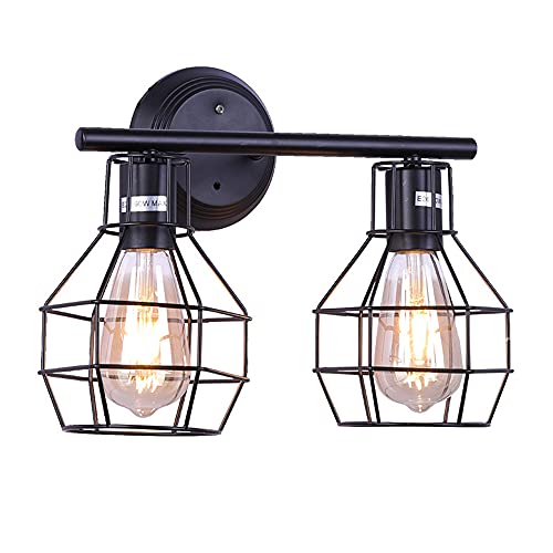 Iluminación de pared 2 luces Loft Antiguo Arte de hierro de hierro doble de pared de renovación de estilo de renovación de renovación antigua, pasillo, bares, cafeterías, cocina, espejo, lámpara de