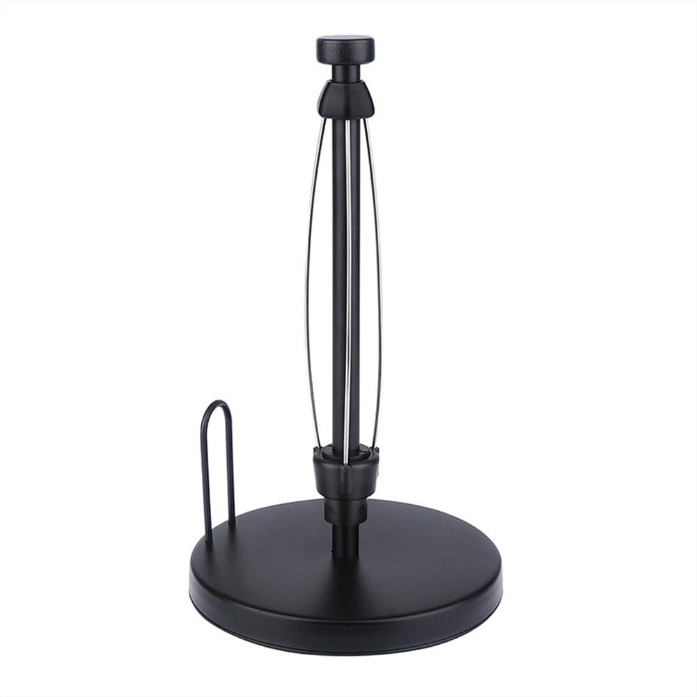 Hanabitx Black Paper Towel Holder Countertop With Damping Vertical Paper Towel Holder With Base For Kitchen Bathroom (Black)