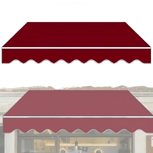 Toldo retráctil manual impermeable para exteriores, patio, refugio de tela, para balcón, terraza, cafetería, restaurante, color rojo vino, 3 x 2 m, parasol retráctil