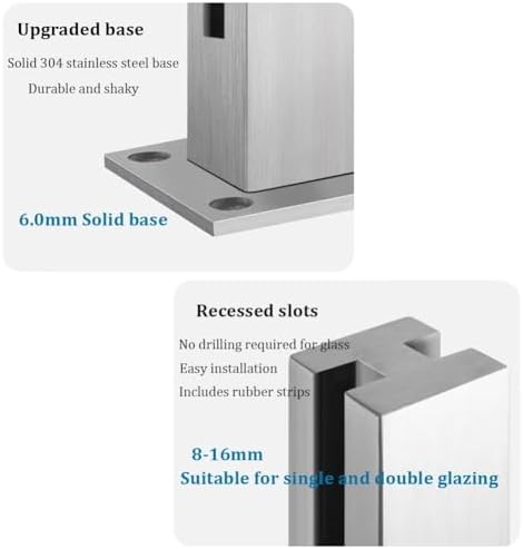 Tempered Glass Railing Post – Support for Balcony, Deck & Stair ils, Perfect for Safety & Modern Design, Easy Installation, Weather-Resistant