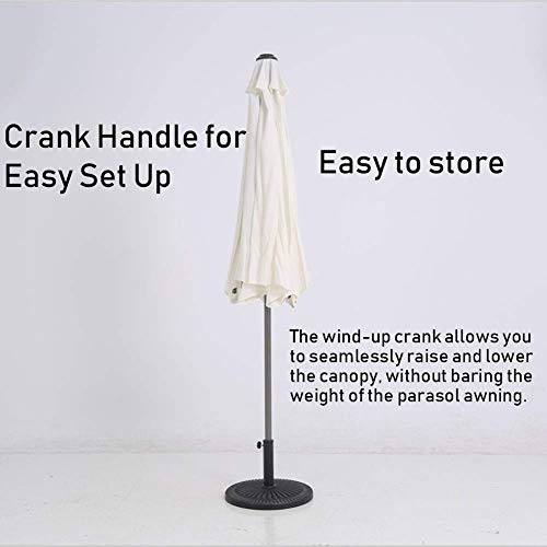 Parasol de marché 9ft portable blanc cassé avec manivelle fluide pour table
