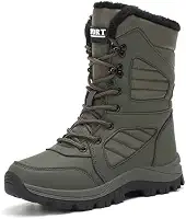 Botas de neve femininas impermeáveis com cadarço de inverno confortáveis e forradas com pele leve antiderrapante plataforma cano médio para viagens e trabalho