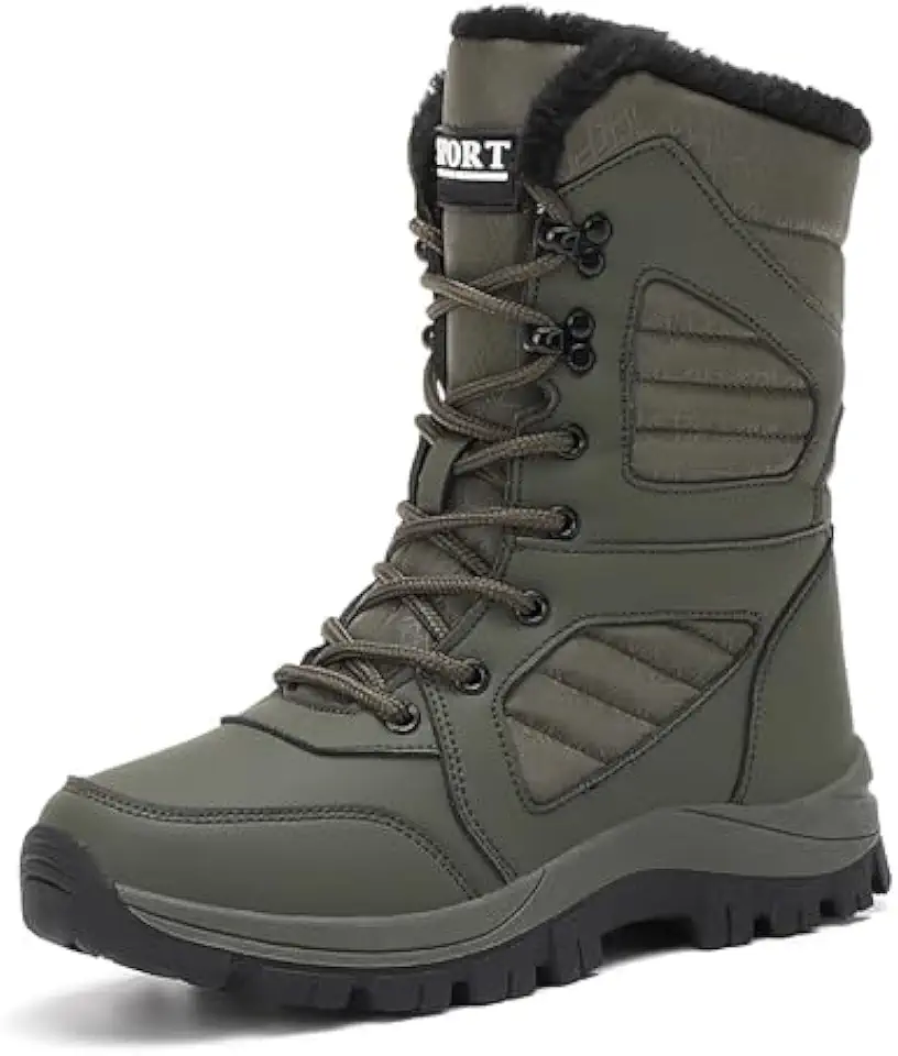 Botas de neve femininas impermeáveis com cadarço de inverno confortáveis e forradas com pele leve antiderrapante plataforma cano médio para viagens e trabalho