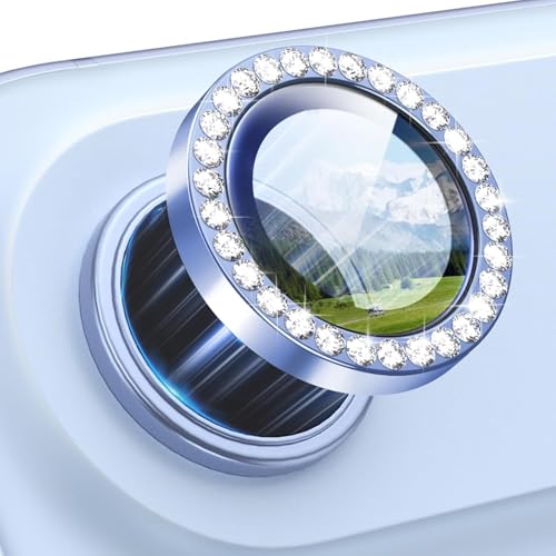 Image of CLITZ for iPhone 17 Air Camera Lens Protector Bling, Individual Diamond Metal Ring with 9H Hardness, Scratch-Proof Camera Screen Protector, Stylish Accessories, Case Friendly (Blue)