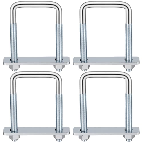 Otoolling 4 Pcs Square U-Bolt for Trailer Leaf Spring Clamp Set Fits 2-5-8 Wide Leaf Springs Locks Springs Together for Stability and Better Control of Axle Torque for Truck Boat Trailers