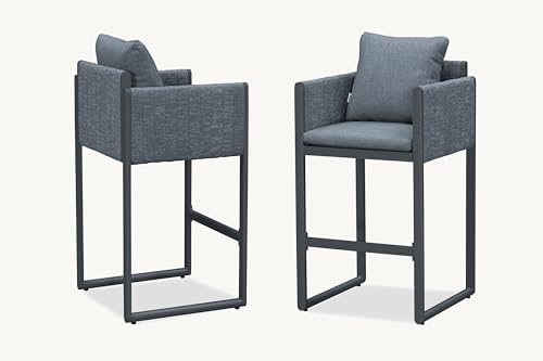 Image of PURPLE LEAF Outdoor Bar Height Stools Elliptical Leg Set of 4, Gray