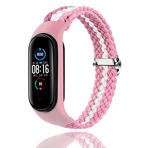 Keecuty Nylon Watch Strap for Mi Band 6/5/4/3 Stretch Fabric Bracelet Braided Soft Nylon Sports Bracelets Stretch Breathable Expandable Watch Strap for Mi Band 6/5/4/3