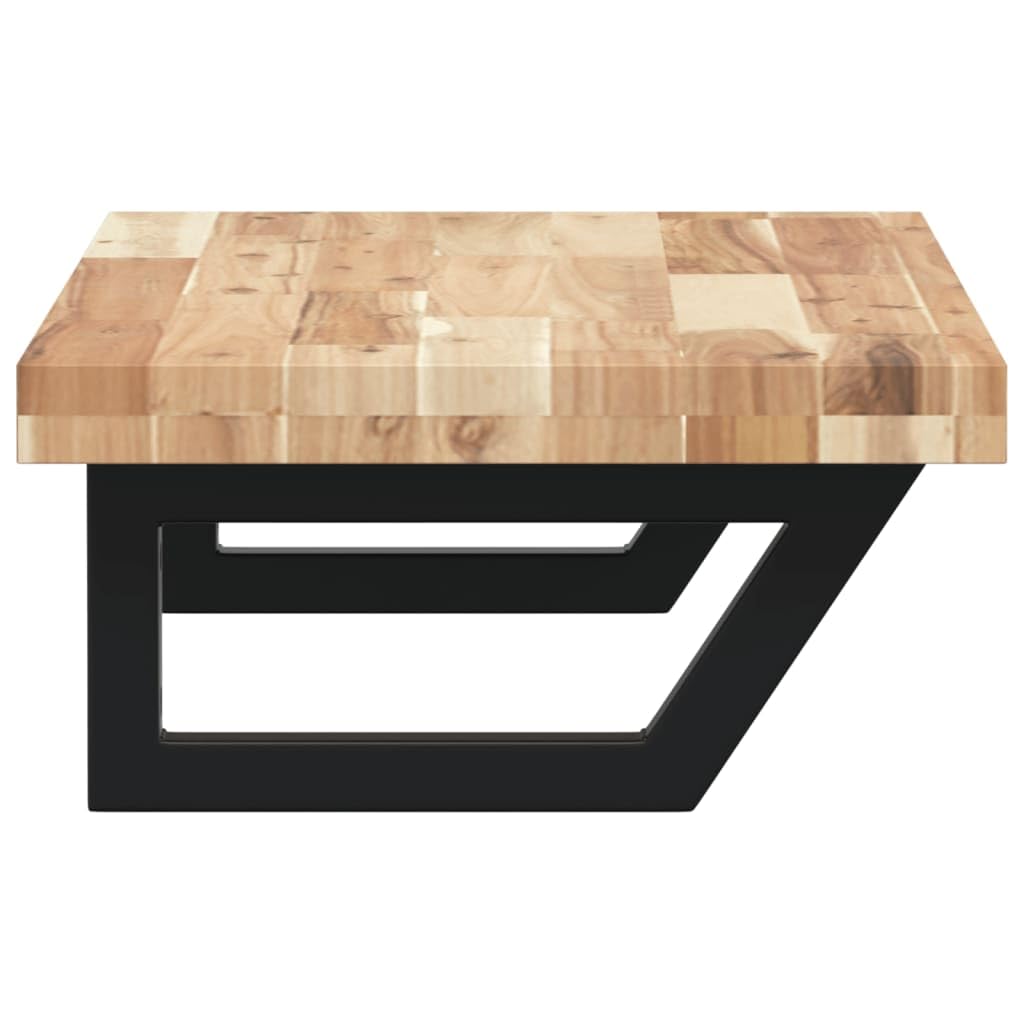 Estantería para lavabo de pared de acero y madera maciza de acacia, 60 x 40 x 4 cm, con soportes trapezoidales, ahorra espacio para baño, aseo de invitados, cosméticos y almacenamiento de