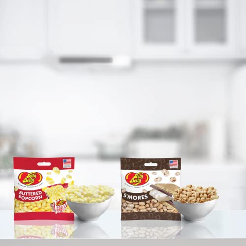 Buttered Popcorn And S'mores Flavored Gourmet Jelly Bean Bags, Gluten Free, Kosher, And Vegan Gummy Candy, Shareable Bagged Candies, Pack Of 2, 3.5 Ounces #TOP3