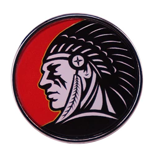 Image of American Indian Chief Native American Enamel Pin Chief Headdress Brooch Round Metal Lapel Pin Accessories for Clothes, Backpack, Hat, Handbag