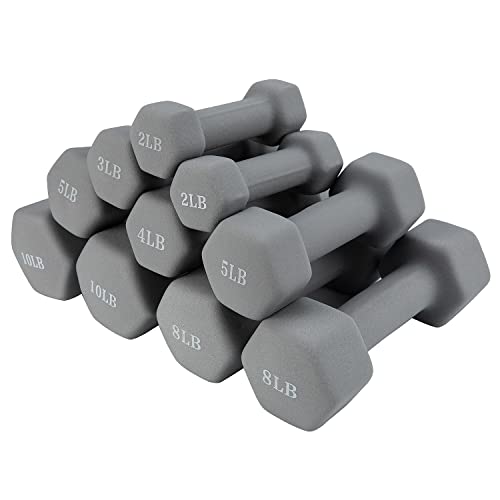 Saorzon Dumbbells Set Of 2 Exercise Fitness Dumbbell For Home Gym Free Weights Hand Hex Dumb Bells Gray 5Lb #TOP5