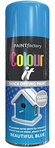 Paint Factory Beautiful Blue Spray Paint, 400ML Color It All-Purpose Gloss Finish for Metal, Wood - Can
