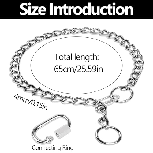 Kettenhalsband Hund, 65cm Hundehalsband Kette Edelstahl Hundehalskette mit Sicherer Schnalle Verstellbare Hundehalsband Kette Halsband für Hund Spazieren Gehen