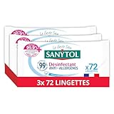 Sanytol - Lingettes Désinfectantes Multi-Usages - Anti-Allergène - x72 - Lot de 3 - Bact...