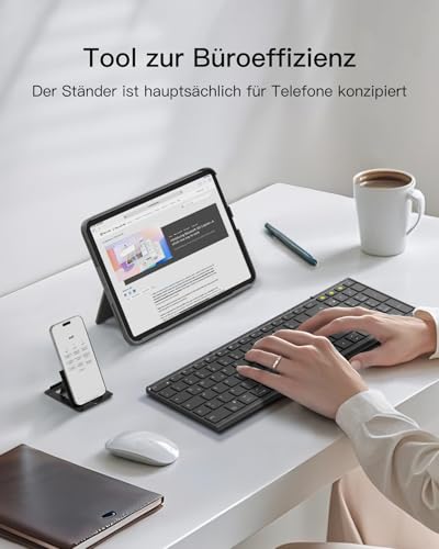 Inateck tragbare Falttastatur, 3 Bluetooth Kanäle, mit Ziffernblock – Ansicht 8