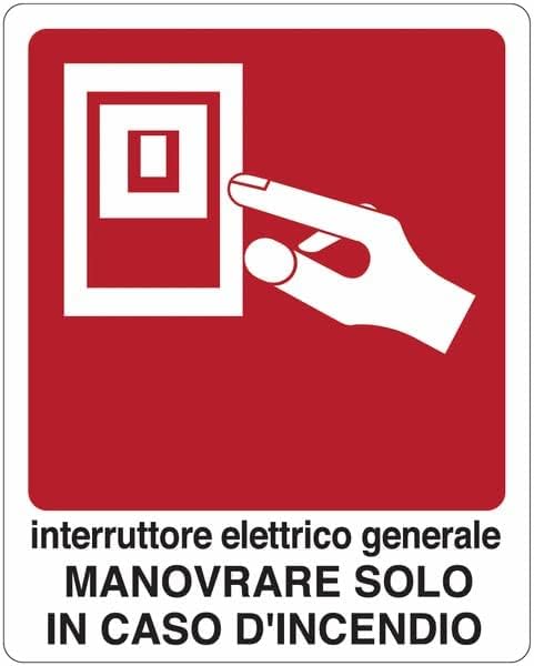 PIXLEMON – Cartello In Alluminio 18x12 Cm – Interruttore Elettrico Generale – Azionare Solo In Caso Di Incendio – Segnaletica Di Sicurezza - 3