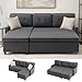 YI DANICA Sleeper Sofa Couch, Oversized Pull Out Couch Bed with Storage Chaise, Sectional Sleeper Sofa Bed for Living Room (Gray, Single)