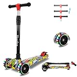 🛴Einfaches drehen und Anhalten - Der Kids Scooter verfügt über einen intuitiven Neigungslenkmechanismus. Diese Art der Anleitung erleichtert es Kindern, das Rollen zu lernen und ihr Gleichgewicht, ihre Koordination und die Entwicklung motorischer Fähigkeiten zu fördern.