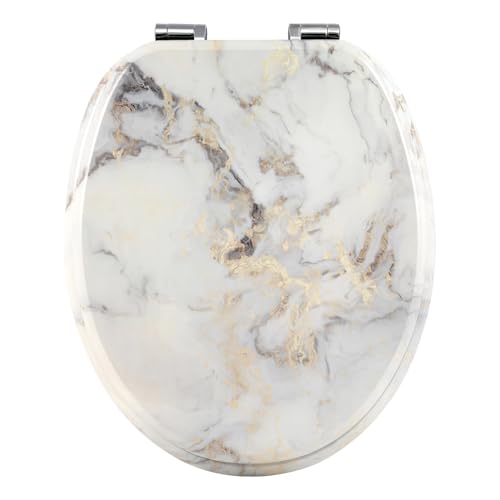 WOLTU Toilettendeckel mit Absenkautomatik Holz, Toilettensitz Klodeckel Klobrille WC Sitz O-Form mit Scharnieren, Quick-Release Funktion für leichte Reinigung