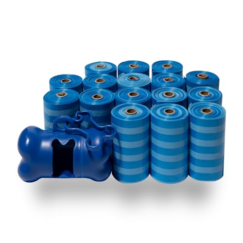 Image of BPS - Extra Thick Waste Poop Bags with Dispenser - Scented, Blue Stripes, 240 Bags