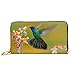 Produktbild JHGFG Mode Handtasche Reißverschluss Brieftasche Kolibri Grün Violetear Colibri Thalassinus Vogel Telefon Clutch Geldbörse Abendkupplung Blocking Leder Brieftasche Multi
