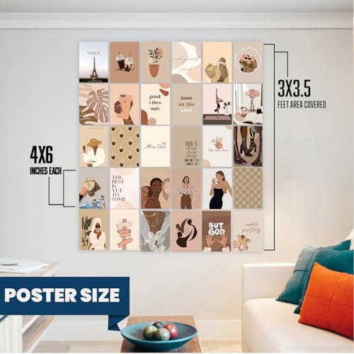 Image of Wallgasm Brown Aesthetic Room Posters - Pack of 30, 10 x 15 cm 300GSM | Room Decor Aesthetic - Poster Set For Room, Wall Art for Bedroom, Gym, Office