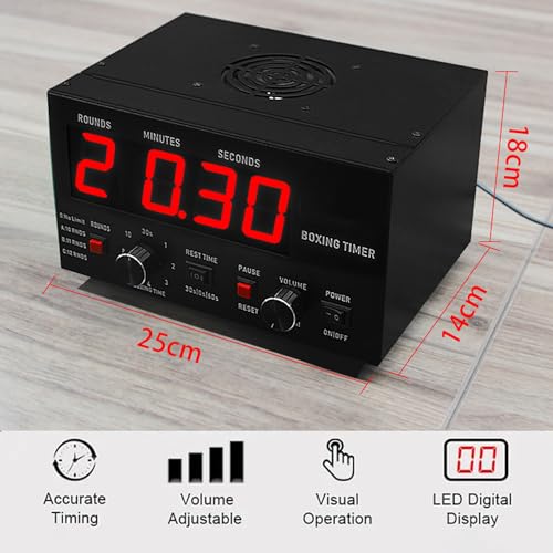 Cronómetro profesional para boxeo y artes marciales, con pantalla grande LED, ajuste de tiempo de entrenamiento, descanso y repeticiones, ideal para Muay Thai, Taekwondo y Karate miniatura 2