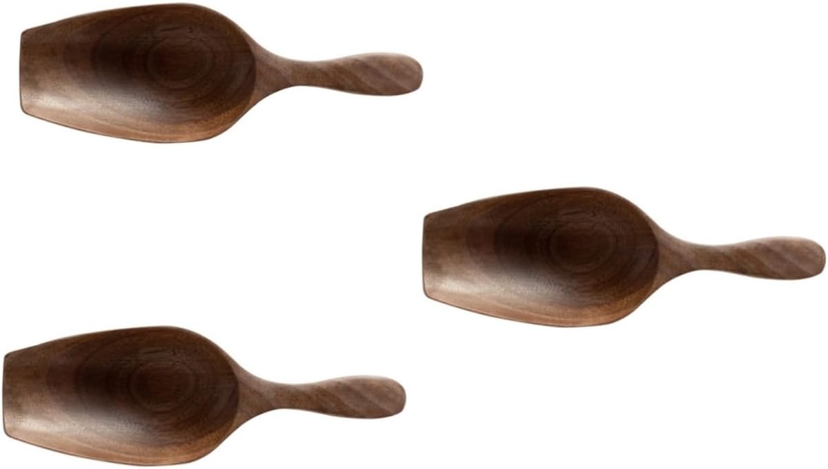 Hemoton 3pcs Wooden Coffee Bean Scoop Simple Tea Leaf Spoon for Kitchen Lightweight and Portable Crafted from North American Walnut for Coffee Lovers and Tea Enthusiasts