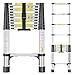 Telescopic Ladder, 3.2M Stainless Steel Thickened High-Strength Loft Ladder, Portable Ladders Extendable with Non-Slip Feet Adjustable Height for Roof Attic Caravans