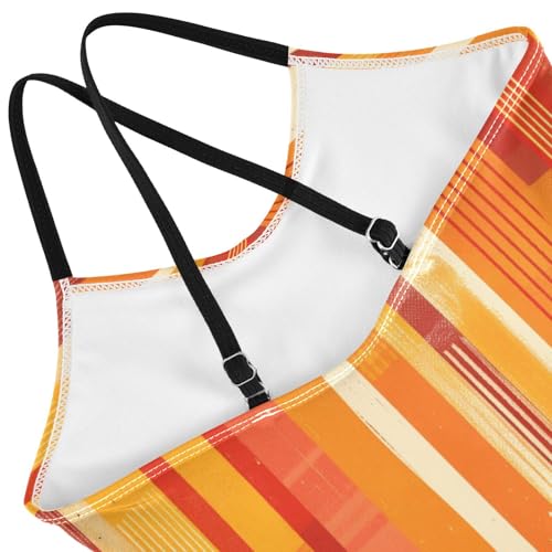 Red Stripes Kids Girls 1-Piece Swimsuit Beach Swimming Suits with Adjustable Straps Quick Dry4