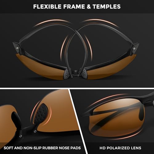 Image of SUNGAIT Ultra Lightweight Rimless Polarized Sports Sunglasses for Men Fishing Running UV400 Protection