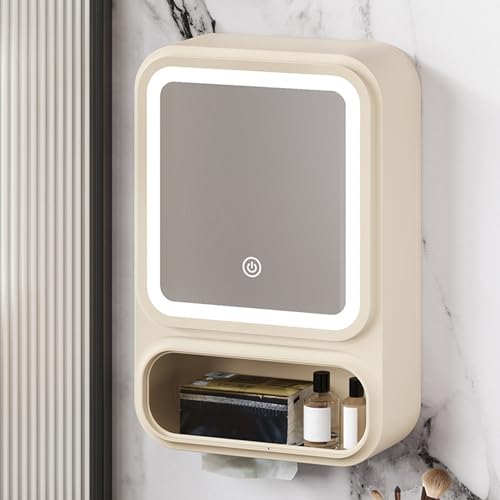 Espejo de tocador con luces LED para maquillaje gabinete de baño moderno suspendido 5