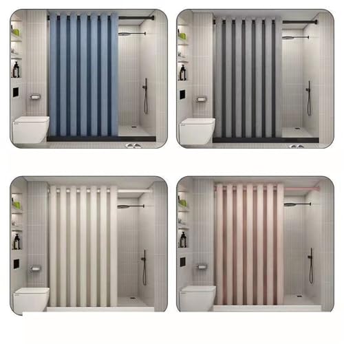 Rideau de douche imperméable lourd pour stopper l'eau baignoire lin gris - 8