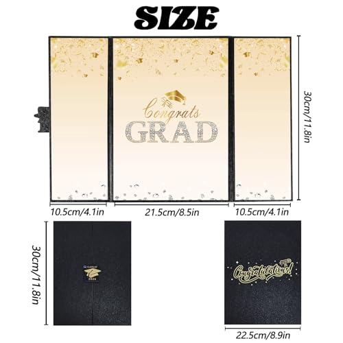 Image of Crenics Black and Gold Graduation Decorations Class of 2026, Creative Graduation Guest Sign in Book Alternative, Congrats Grad Signature Book 18 inch x 12 inch, Awesome Graduation Gift or Keepsake