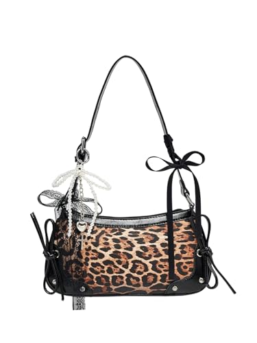 Image of Verdusa Women's Y2K Purse Coquette Bow Tie Vintage Shoulder Bags Lace PU Leather Kawaii Handbag