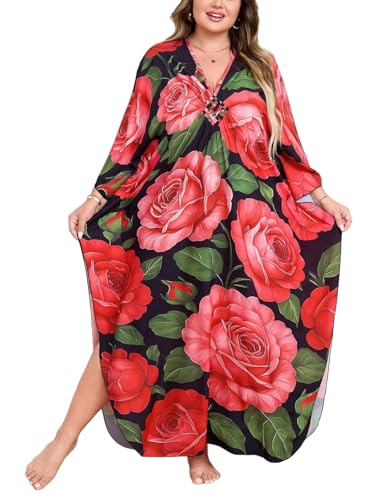 Image of Kaftan Dress for Women - Plus Size Caftan Maxi Beach Dress Moo Moos Loungewear, Swimsuit Cover Up for Beach, Pool or Vacation