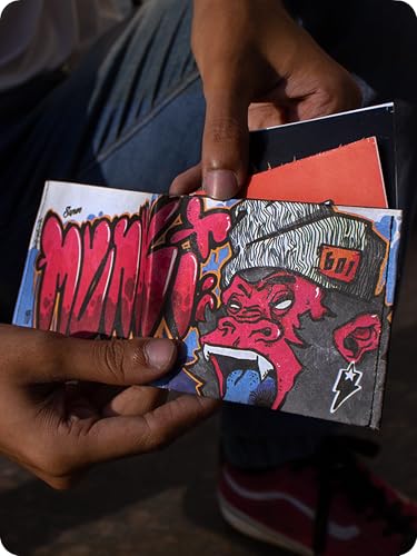 Image of Supervek Monkey Anime Paper Slim Wallet - Tattoo Art Streetwear Hypebeast Stitched Bifold Mens Wallet - Men's Credit Card Holder Purse Wallets, Gifts for Him Boys Gents - RFID Blocking