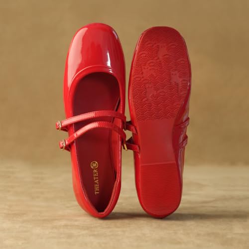 Image of Theater Bianca Mary Jane Shoes for Women with Double Buckle Straps, Bow Accent and Soft Cushioned Insole
